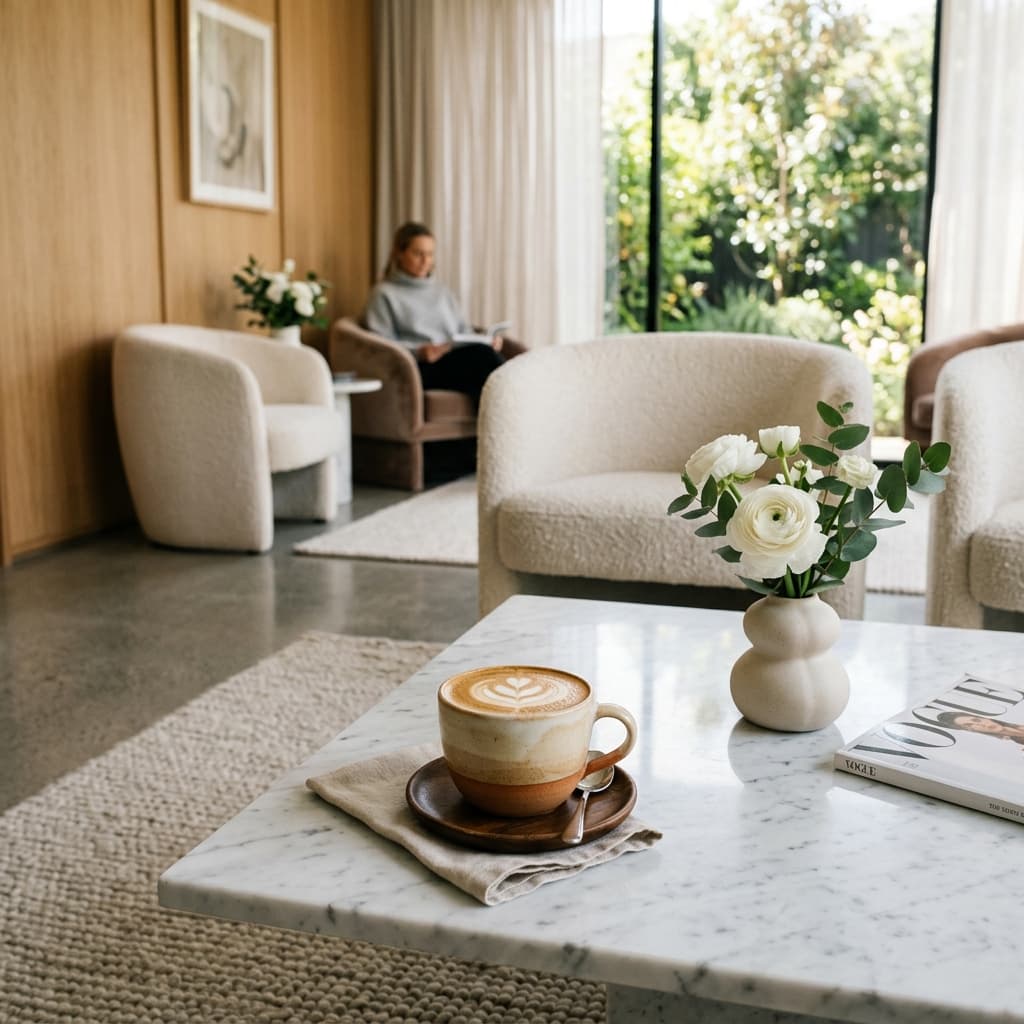 Waiting area with coffee